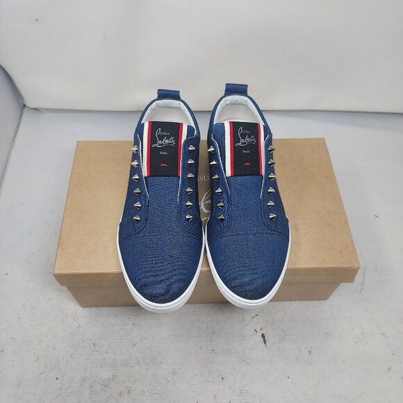 Christian Louboutin WOMENS Fique A Vontade FAV Denim Blue Low Top Sneaker - Picture 5 of 10